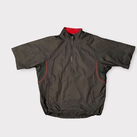 FootJoy Dryjoys Tour Collection Mens Black/Red 1/2 Zip Golf Windbreaker Jacket L - Picture 4 of 8